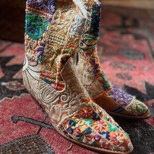 Vibrant Multicolor Embroidered Ankle Boots